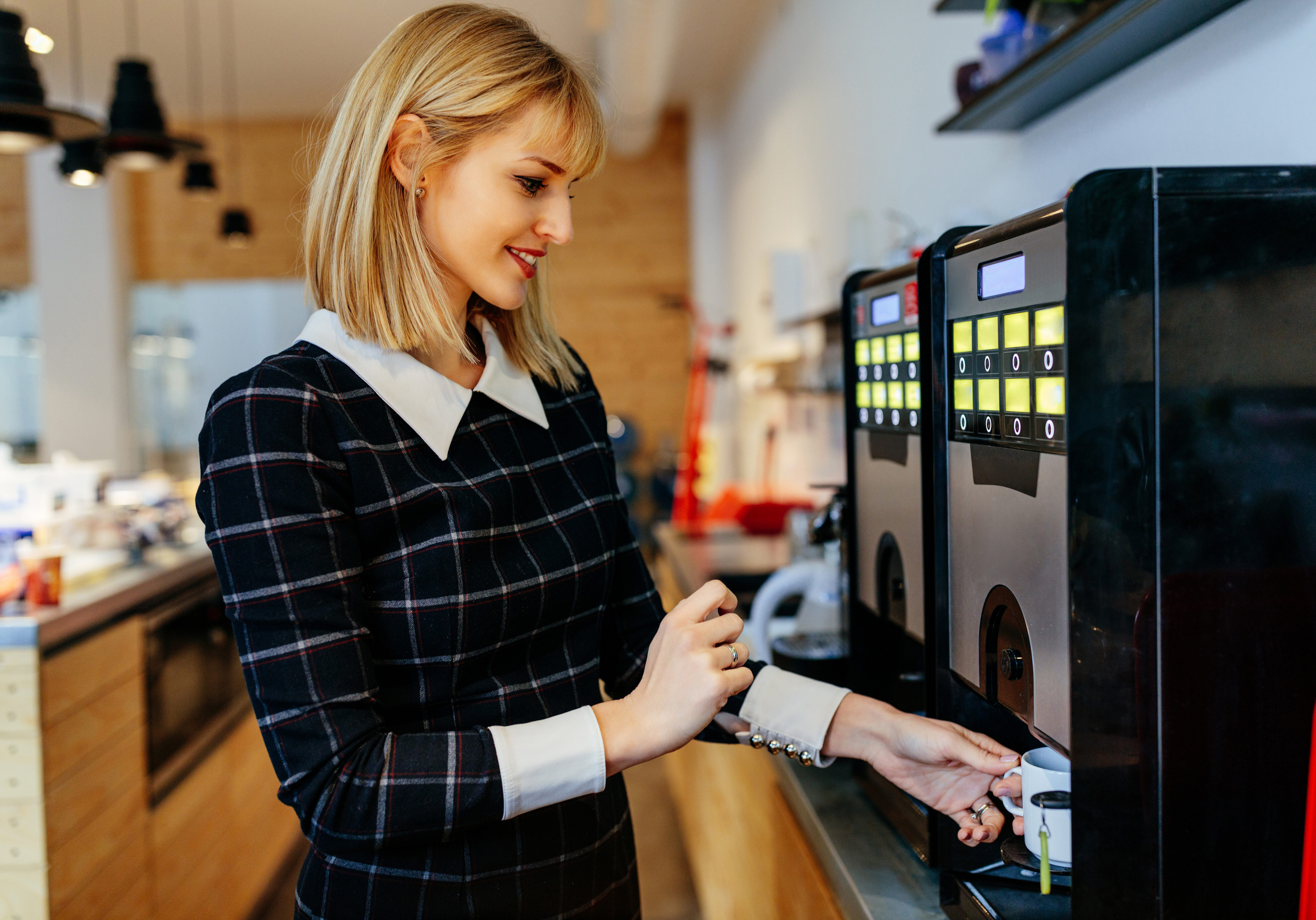 Young Woman - Coffee Dispenser